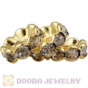 10mm Gold Alloy Basketball Wives Clear Crystal Spacer Beads Wholesale