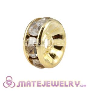 8mm Gold Alloy Clear Basketball Wives Crystal Spacer Beads 