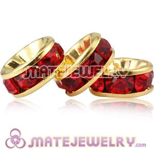 8mm Gold Alloy Basketball Wives Red Crystal Spacer Beads 
