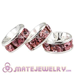 8mm Alloy Basketball Wives Pink Crystal Spacer Beads 