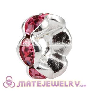 8mm Alloy Basketball Wives Pink Crystal Spacer Beads 