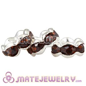 8mm Alloy Basketball Wives Champagne Crystal Spacer Beads 