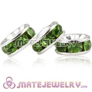 8mm Alloy Basketball Wives Green Crystal Spacer Beads 