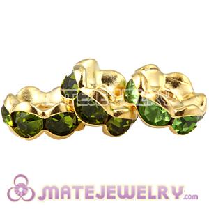 8mm Gold Alloy Basketball Wives Green Crystal Spacer Beads 