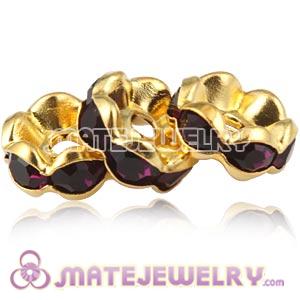8mm Alloy Basketball Wives Purple Crystal Spacer Beads 