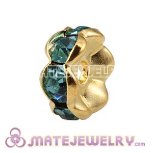 8mm Alloy Basketball Wives Cyan Crystal Spacer Beads 