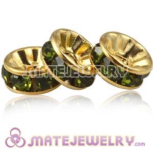 8mm Gold Alloy Basketball Wives Olive Crystal Spacer Beads 