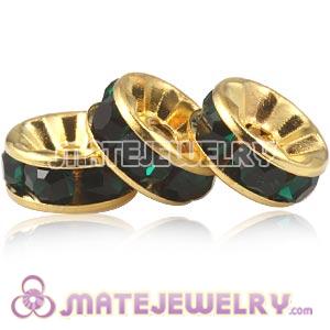 8mm Gold Alloy Basketball Wives Green Crystal Spacer Beads 
