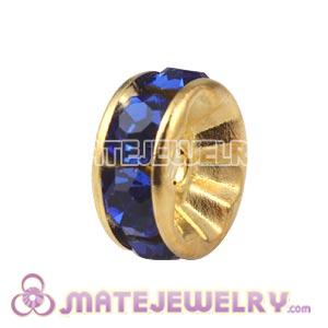 8mm Gold Alloy Basketball Wives Blue Crystal Spacer Beads 