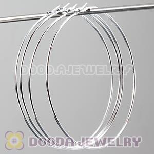 70mm Basketball Wives Plain Silver Plated Hoop Earrings Wholesale