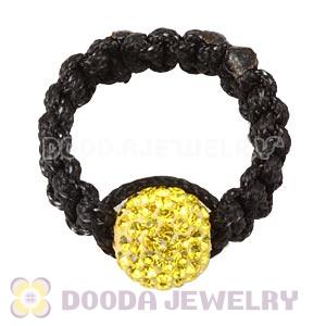 Handmade Style Macrame Rings With Yellow Czech Crystal Wholesale