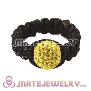 Wholesale Handmade Macrame Yellow Czech Crystal Rings 