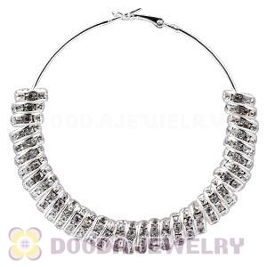 70mm Basketball Wives Hoop Earrings With Clear Crystal Spacer Beads 