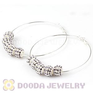 70mm Basketball Wives Hoop Earrings With Purple Crystal Beads 
