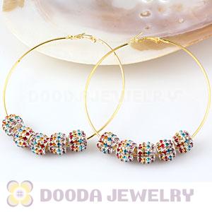 70mm Basketball Wives Hoop Earrings With Crystal Beads 