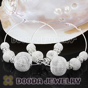 70mm Basketball Wives Mesh Hoop Earrings With Spacer Beads 