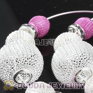 70mm Basketball Wives Mesh Hoop Earrings With Spacer Beads 