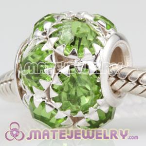 Wholesale 12mm Alloy Basketball Wives Green Crystal Ball Beads 