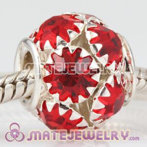 Wholesale 12mm Alloy Basketball Wives Red Crystal Ball Beads 