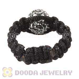 Handmade Style Macrame Rings With Grey Czech Crystal Wholesale