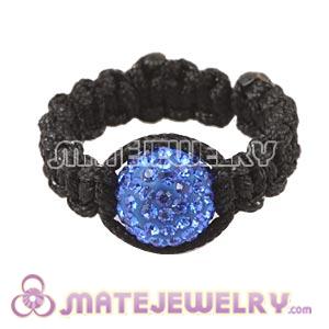Wholesale Handmade Macrame Blue Czech Crystal Rings 