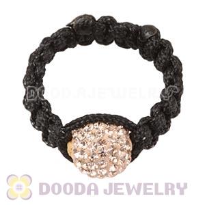 Handmade Style Macrame Rings With Pink Czech Crystal Wholesale
