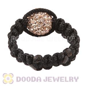 Handmade Style Macrame Rings With Pink Czech Crystal Wholesale