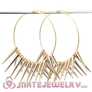 Gold 70mm Basketball Wives Inspired Spike Hoop Earrings 