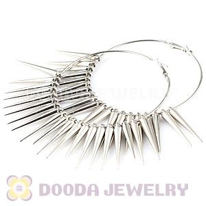 70mm Silver Basketball Wives Spike Hoop Earrings Wholesale