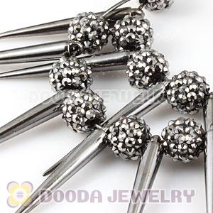 70mm Black Basketball Wives Spike Hoop Earrings Wholesale