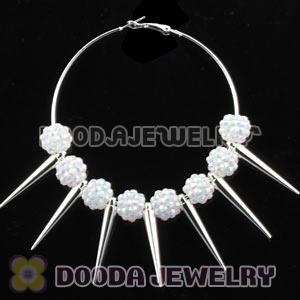70mm Silver Basketball Wives Spike Hoop Earrings Wholesale