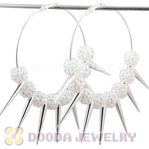 70mm Silver Basketball Wives Spike Hoop Earrings Wholesale