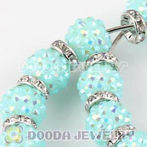 70mm Basketball Wives Cyan Rhinestone Crystal Ball Hoop Earrings Wholesale
