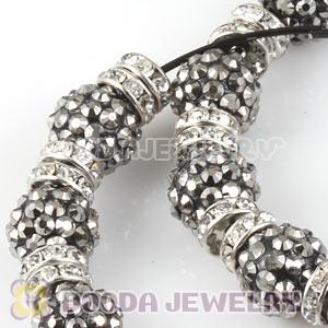 70mm Basketball Wives Grey Rhinestone Crystal Ball Hoop Earrings Wholesale