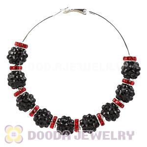 70mm Basketball Wives Black Rhinestone Crystal Ball Hoop Earrings Wholesale