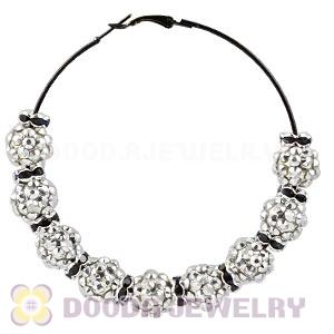 70mm Basketball Wives Silver Rhinestone Crystal Ball Hoop Earrings Wholesale