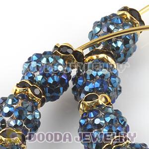 70mm Basketball Wives Blue Rhinestone Crystal Ball Hoop Earrings Wholesale