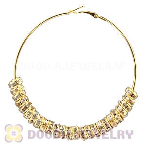 70mm Gold Basketball Wives Crystal Spacer Hoop Earrings Wholesale 