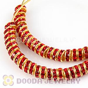 70mm Gold Basketball Wives Red Crystal Spacer Hoop Earrings Wholesale 