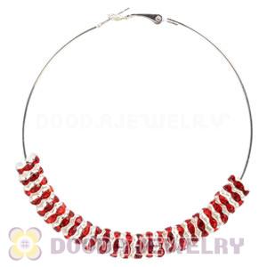 70mm Basketball Wives Red Crystal Spacer Hoop Earrings Wholesale 