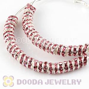 70mm Basketball Wives Pink Crystal Spacer Hoop Earrings Wholesale 