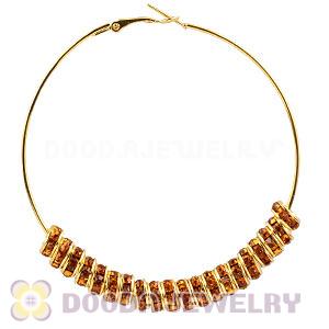 70mm Gold Basketball Wives Crystal Spacer Hoop Earrings Wholesale 