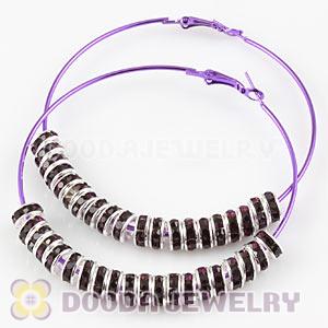 70mm Basketball Wives Crystal Spacer Hoop Earrings Wholesale 