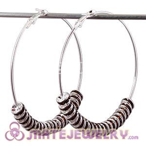70mm Basketball Wives Hoop Earrings With Crystal Spacer Beads 