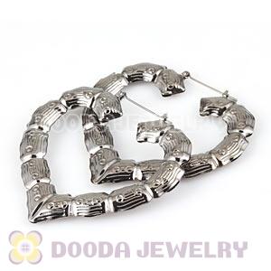 65×70mm Basketball Wives Black Heart Bamboo Hoop Earrings Wholesale 
