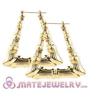 Wholesale 50*60mm Gold Basketball Wives Bamboo Door Knocker Earrings 