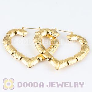 65×70mm Basketball Wives Gold Heart Bamboo Hoop Earrings Wholesale 