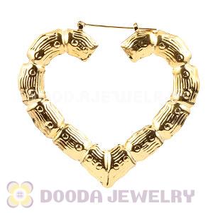 65×70mm Basketball Wives Gold Heart Bamboo Hoop Earrings Wholesale 