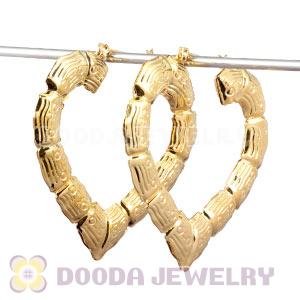 65×60mm Basketball Wives Gold Bamboo Heart Hoop Earrings Wholesale 