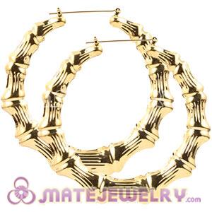 Wholesale 80mm Gold Basketball Wives Bamboo Hoop Earrings 